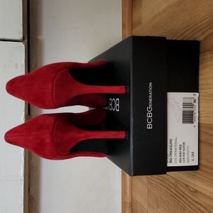 BCBG Holiday Red Lux Kid Suede Heel